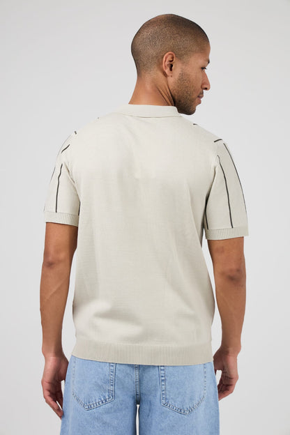 Gestreepte polo T-shirt (beige)