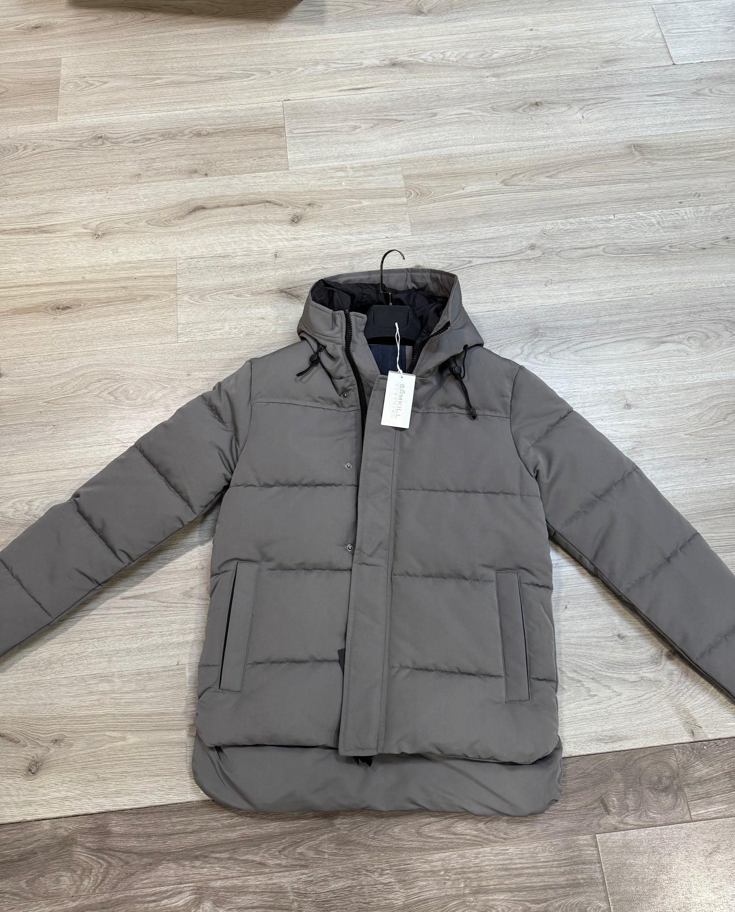 Heren gewatteerde parka Grijs