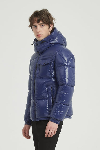 Heren Glanzende Pufferjas met Capuchon