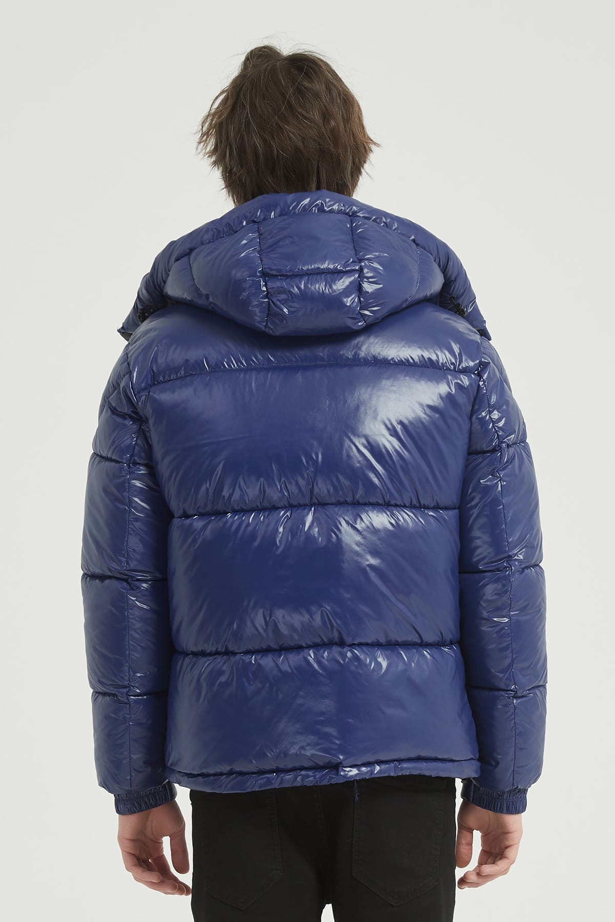 Heren Glanzende Pufferjas met Capuchon