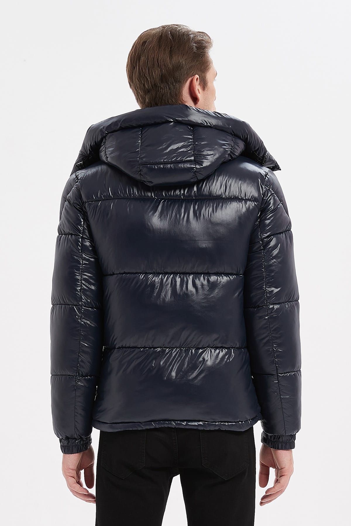 Heren Glanzende Pufferjas met Capuchon