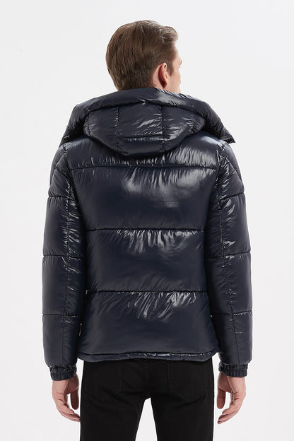Heren Glanzende Pufferjas met Capuchon