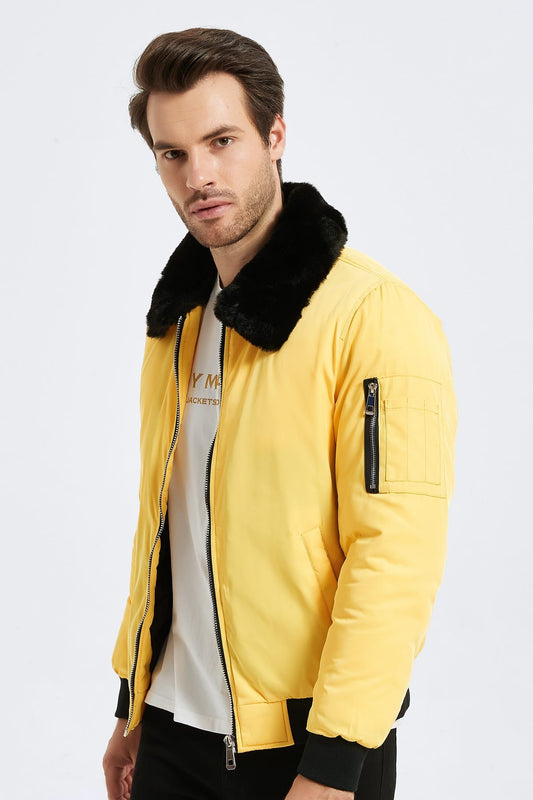 Heren Bomberjack met Faux Fur Kraag