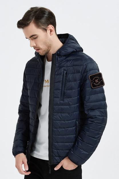 Heren Lichtgewicht Pufferjas met Capuchon en Armpatch