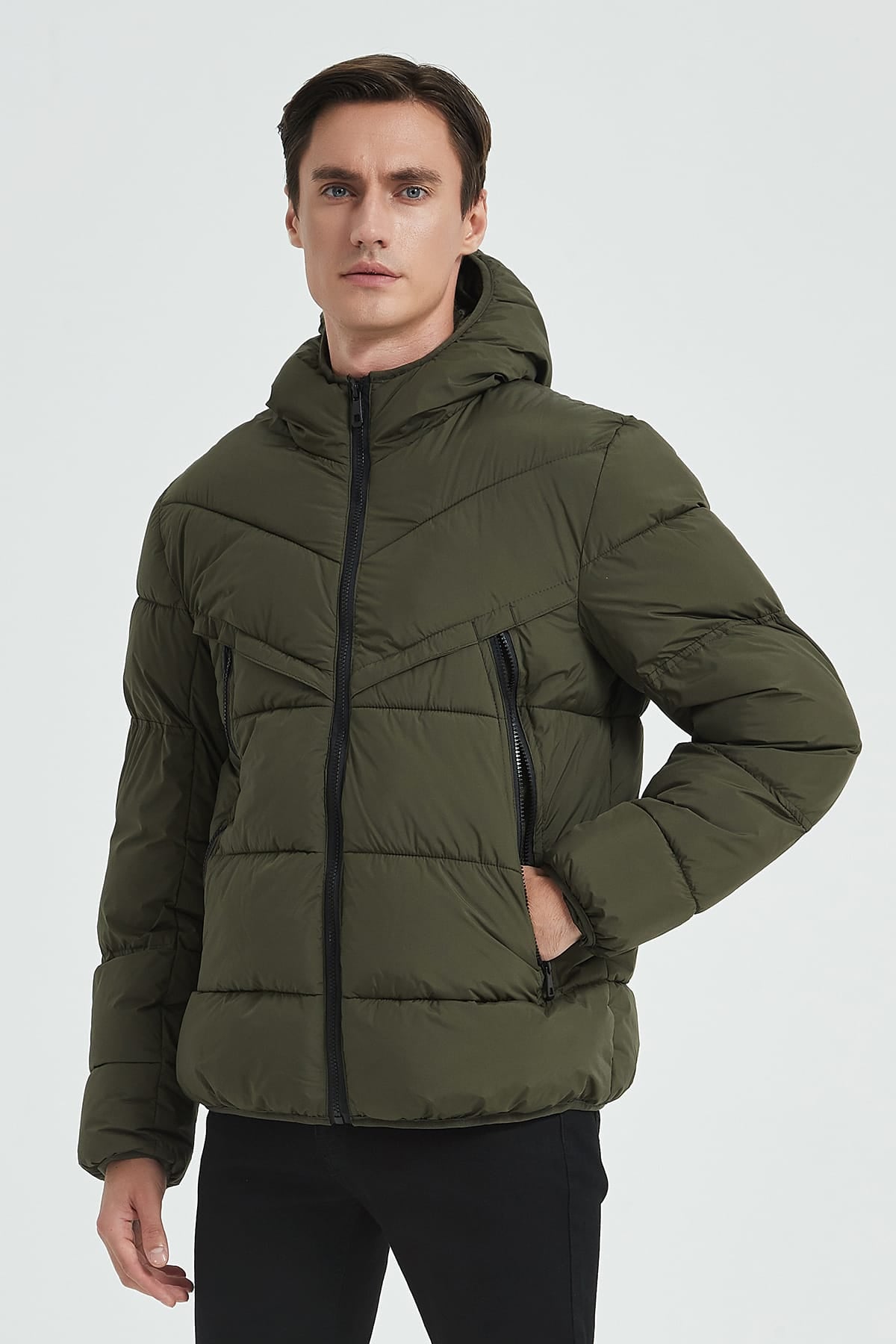 Heren Gewatteerde Pufferjas met Capuchon