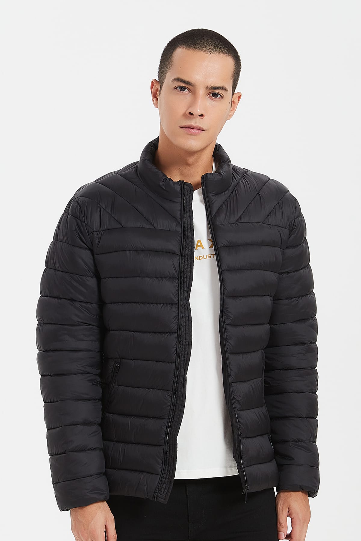 Heren Lichtgewicht Gewatteerde Jas zwart