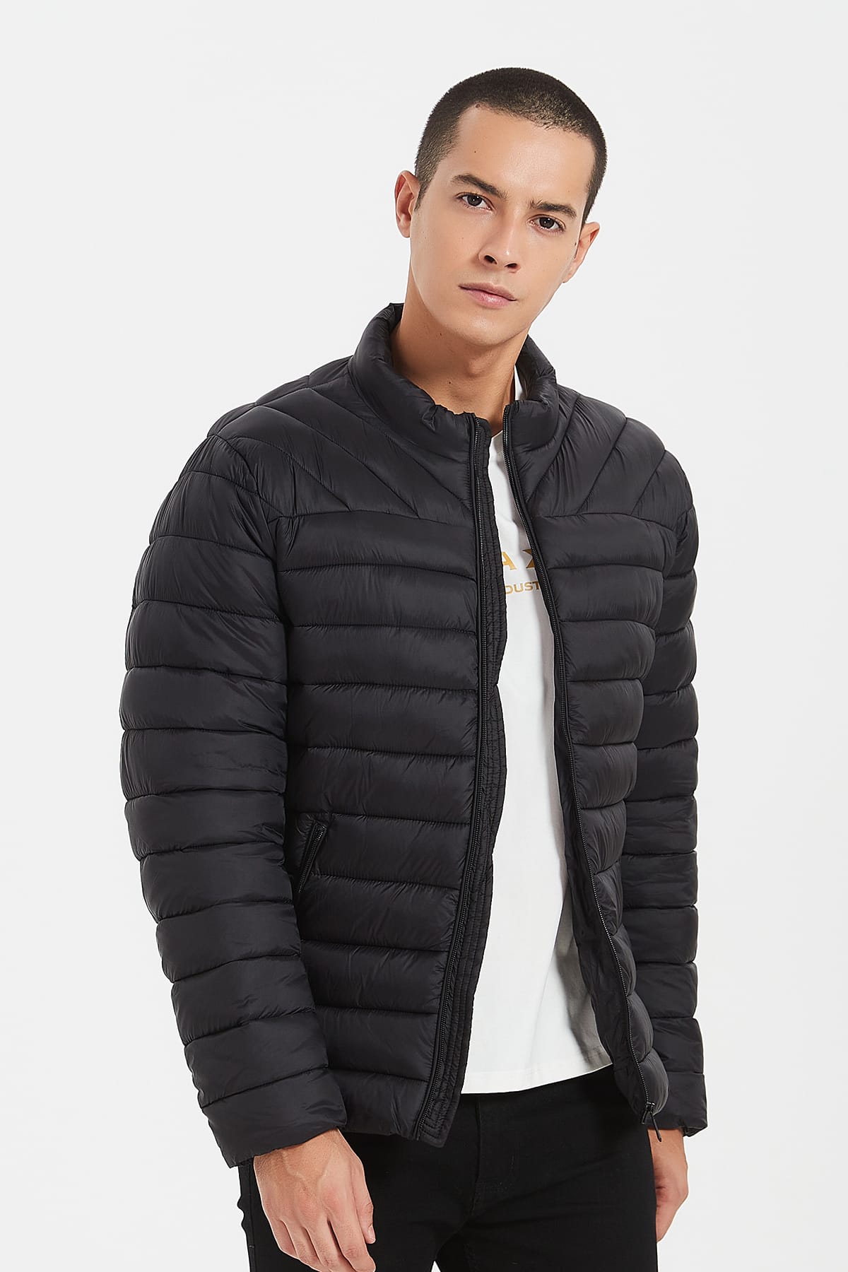 Heren Lichtgewicht Gewatteerde Jas zwart