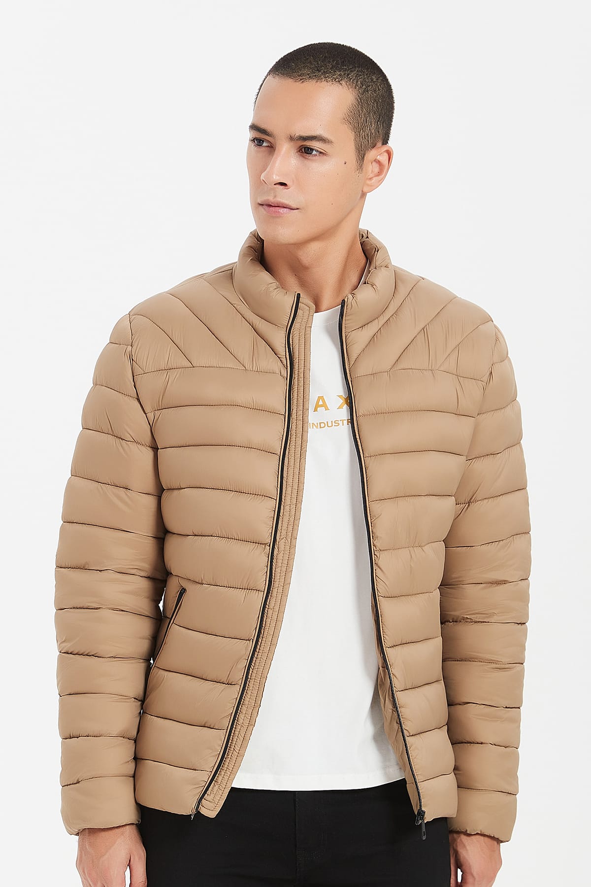 Heren Lichtgewicht Gewatteerde Jas beige