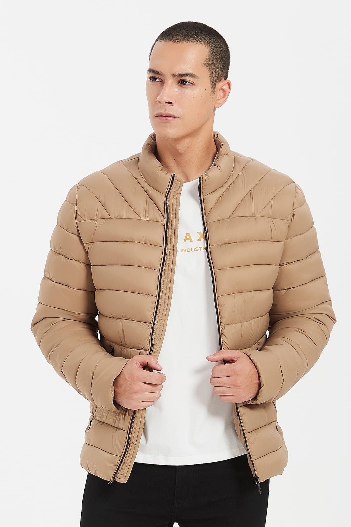 Heren Lichtgewicht Gewatteerde Jas beige