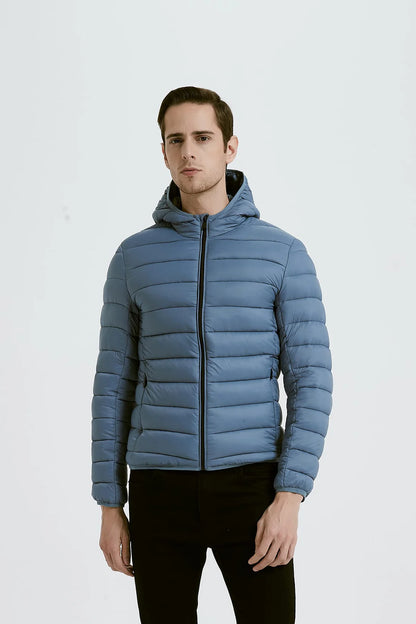 Heren Lichtgewicht Pufferjas met Capuchon skyblue