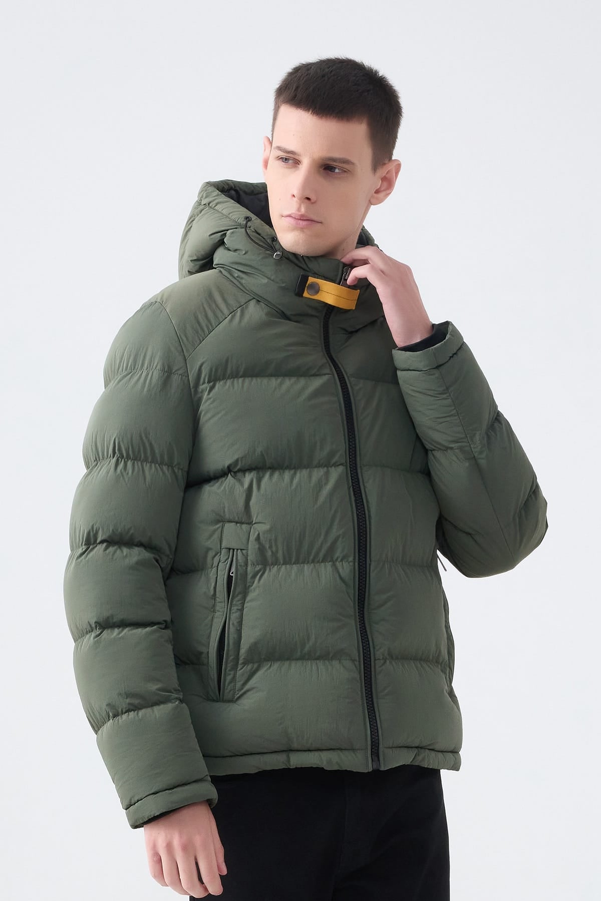 Heren Pufferjas met Hoge Kraag en Capuchon