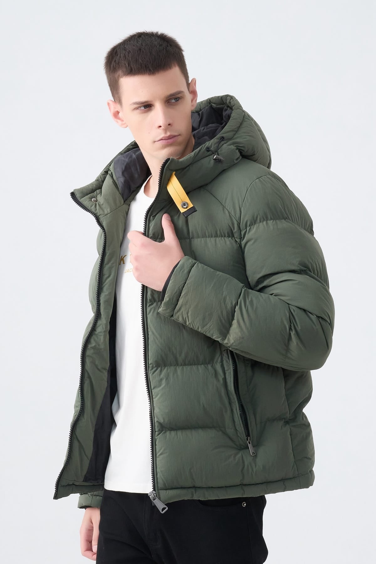 Heren Pufferjas met Hoge Kraag en Capuchon