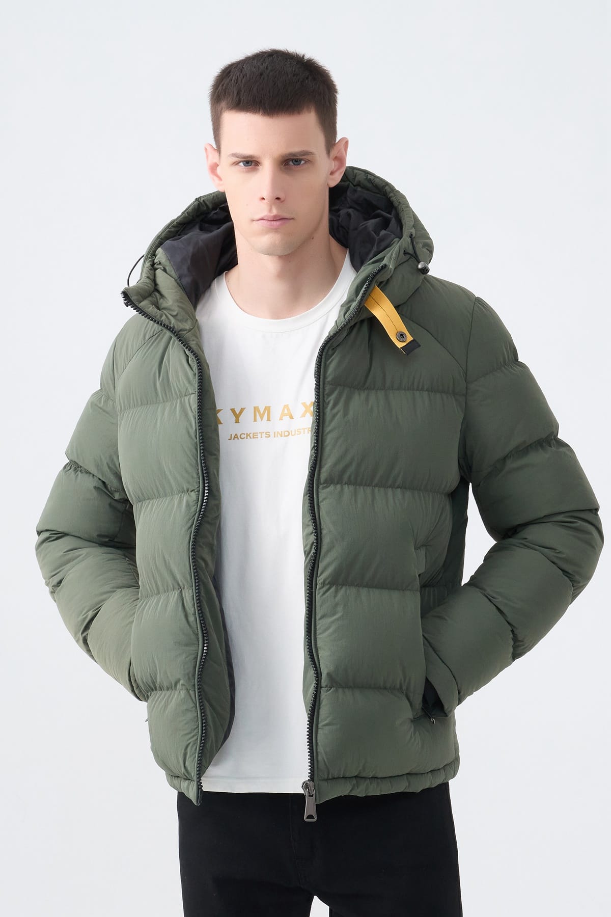 Heren Pufferjas met Hoge Kraag en Capuchon