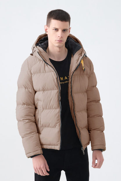 Heren Pufferjas met Hoge Kraag en Capuchon