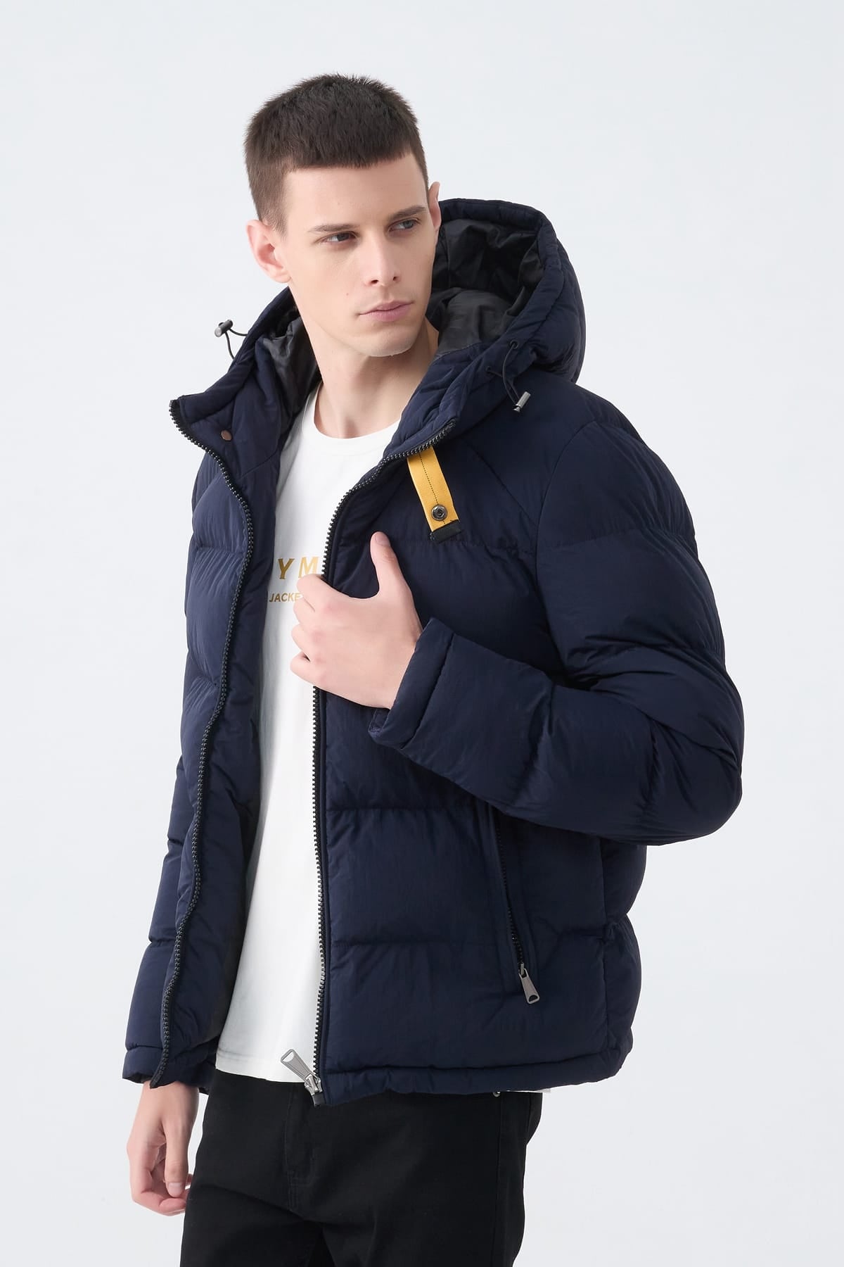 Heren Pufferjas met Hoge Kraag en Capuchon