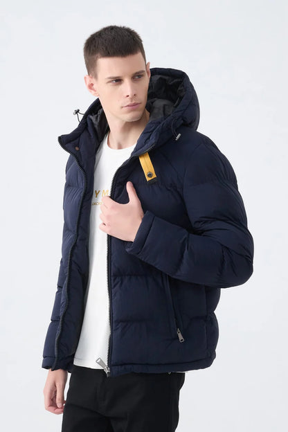 Heren Pufferjas met Hoge Kraag en Capuchon donkerblauw