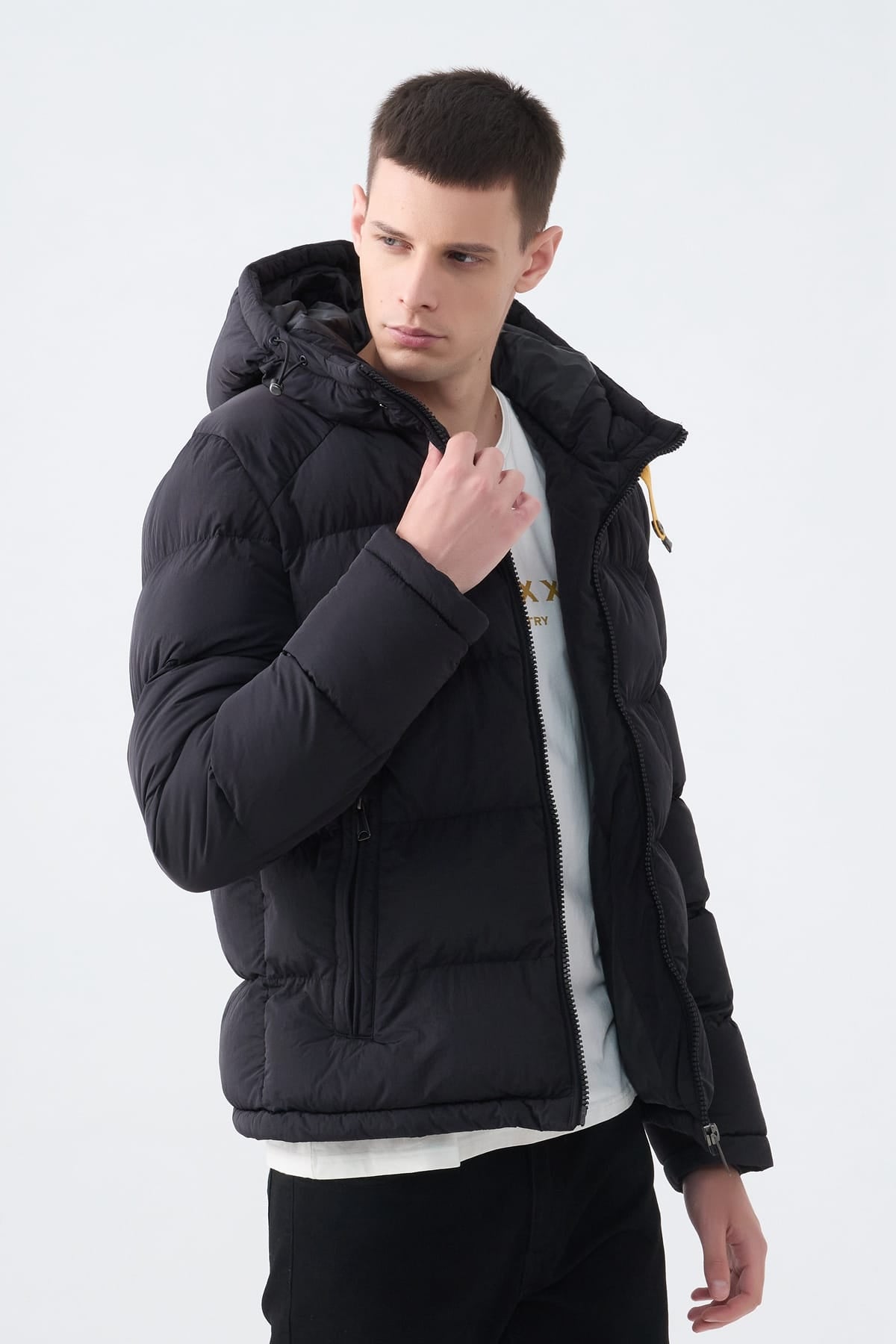 Heren Pufferjas met Hoge Kraag en Capuchon