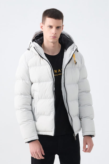 Heren Pufferjas met Hoge Kraag en Capuchon