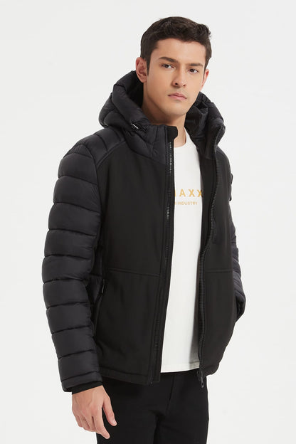 Heren Pufferjas met Capuchon en Badge Detail