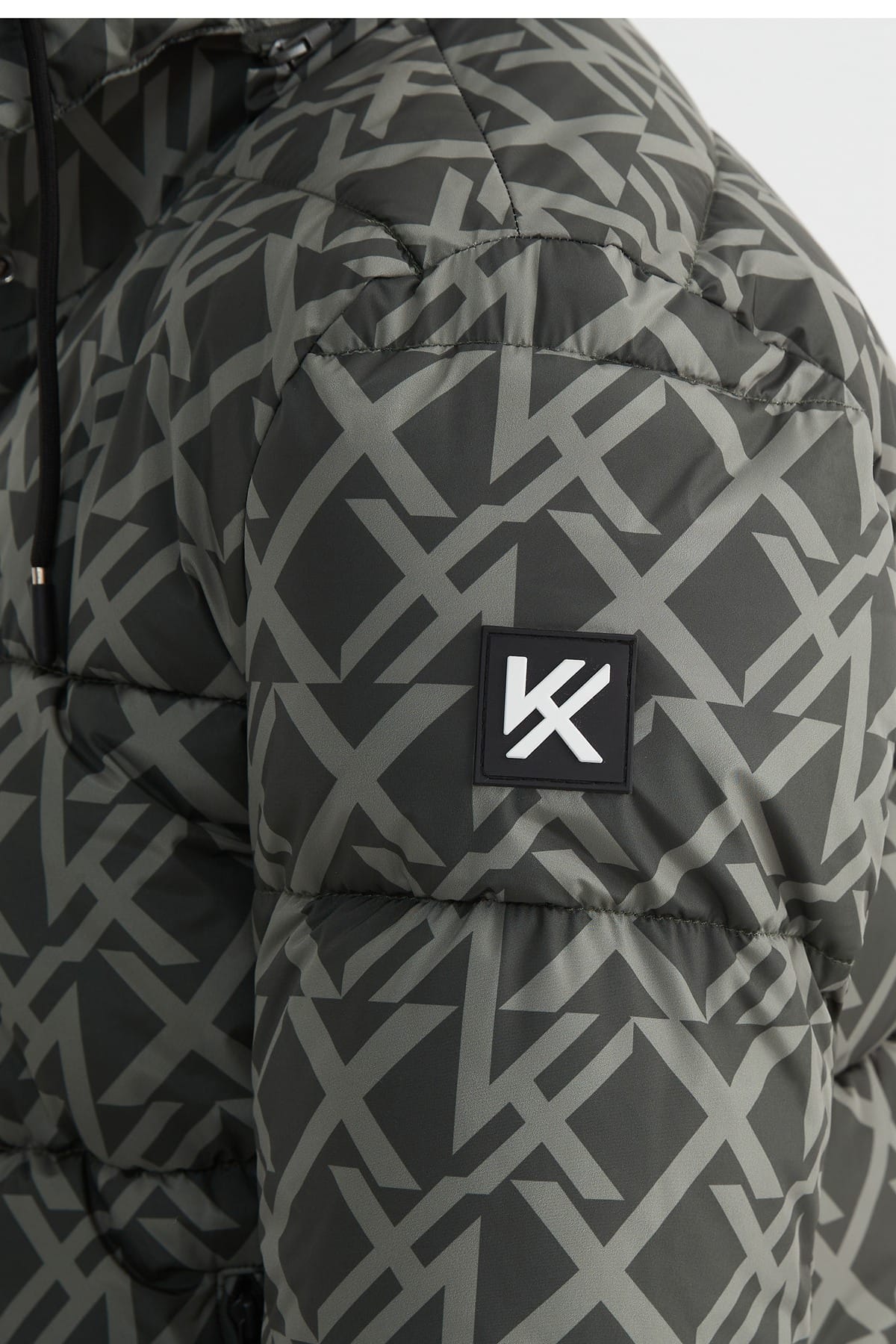 Heren Gewatteerde Pufferjas met Patroon en Capuchon