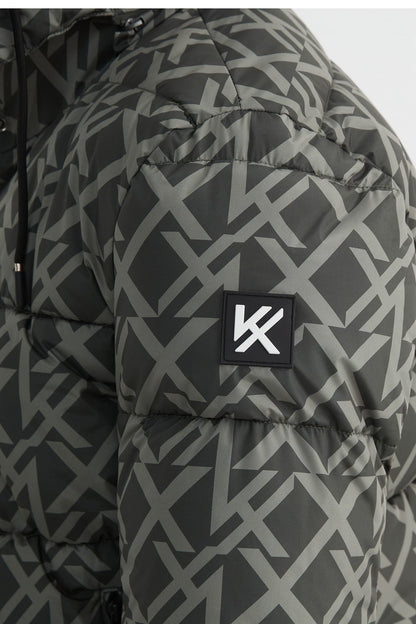 Heren Gewatteerde Pufferjas met Patroon en Capuchon