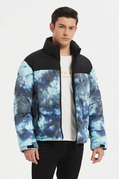 Heren Pufferjas met Print skyblue