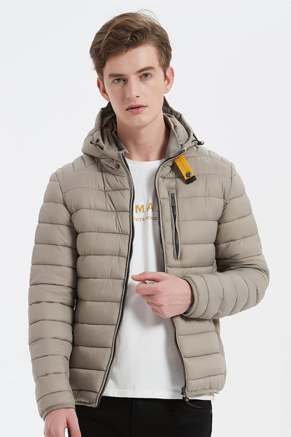 Heren Pufferjas met Capuchon en Gespsluiting beige
