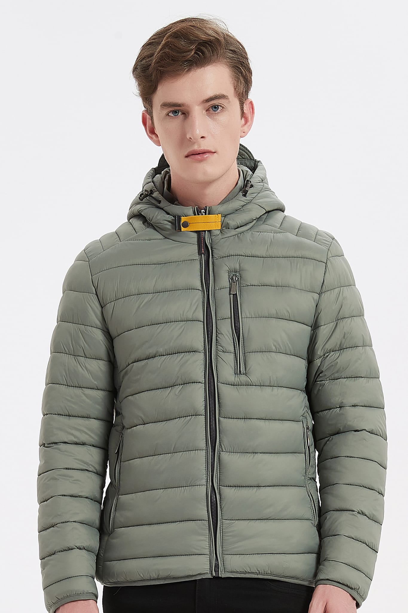Heren Pufferjas met Capuchon en Gespsluiting groen