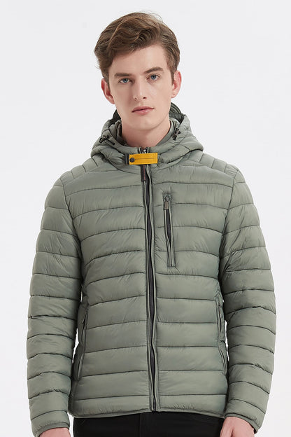 Heren Pufferjas met Capuchon en Gespsluiting groen