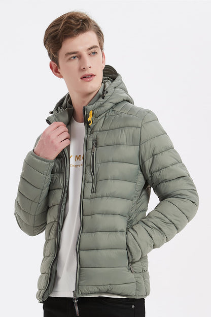 Heren Pufferjas met Capuchon en Gespsluiting groen