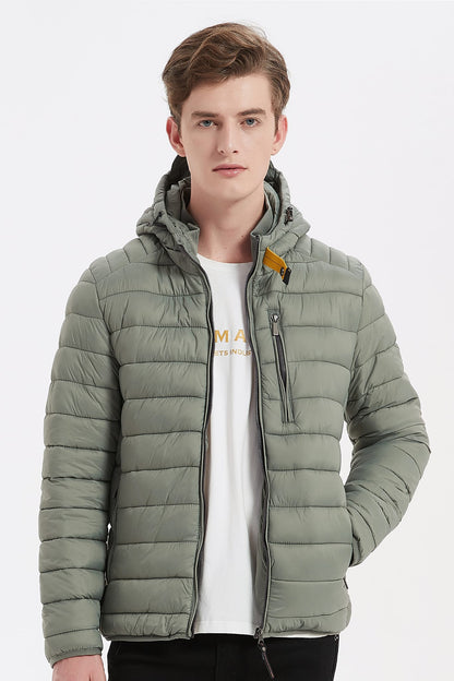 Heren Pufferjas met Capuchon en Gespsluiting groen