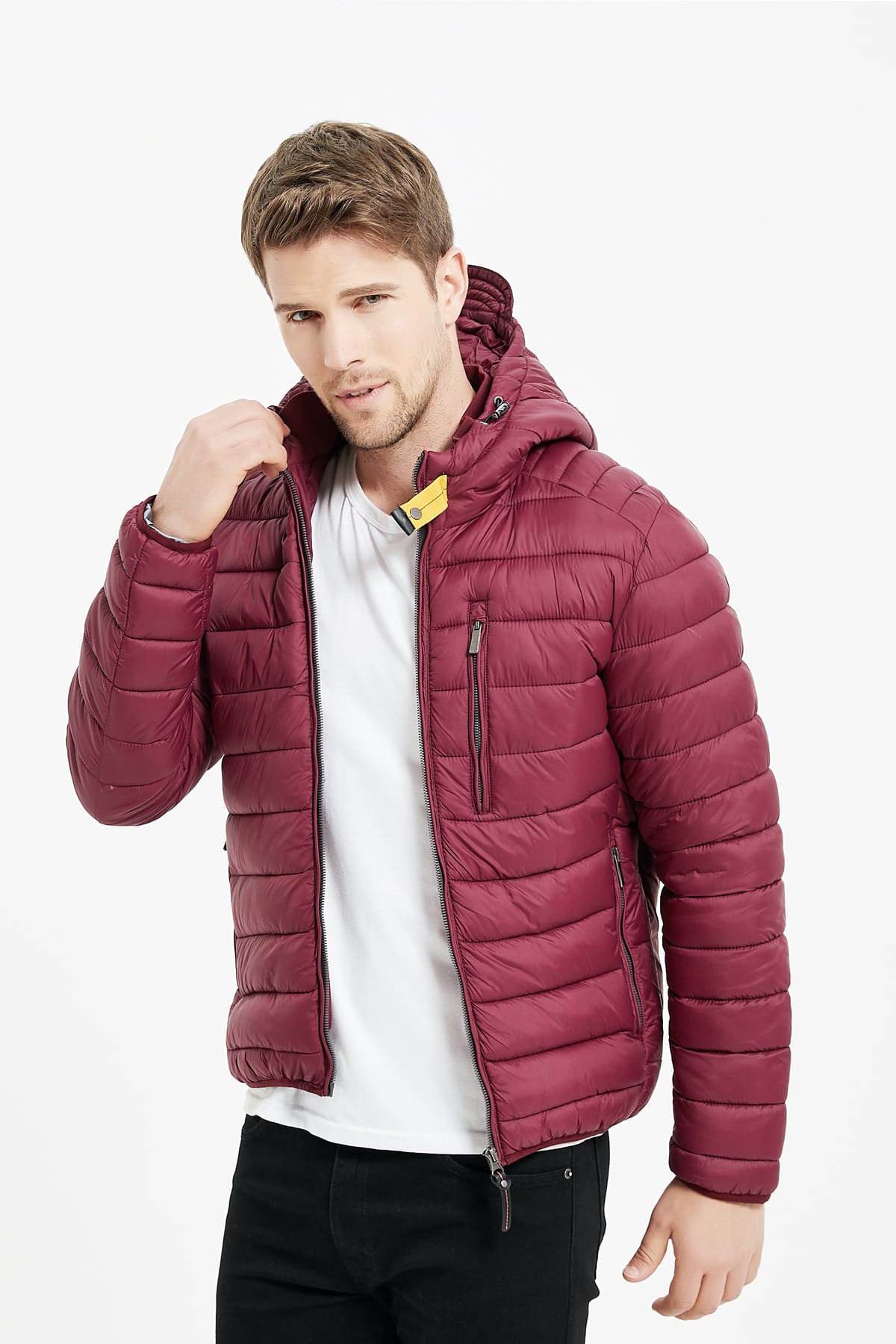 Heren Pufferjas met Capuchon en Gespsluiting