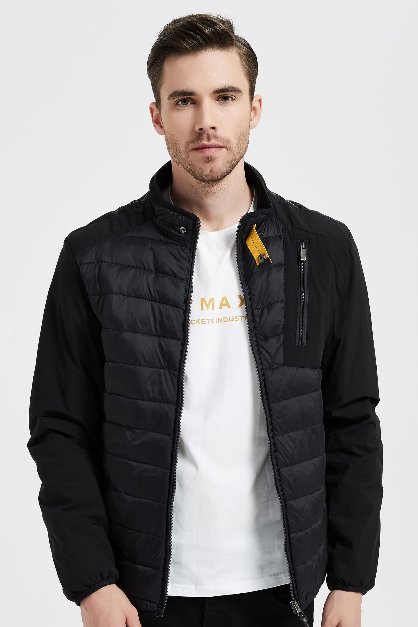 Heren Lichtgewicht Gewatteerde Jas met Borstzak