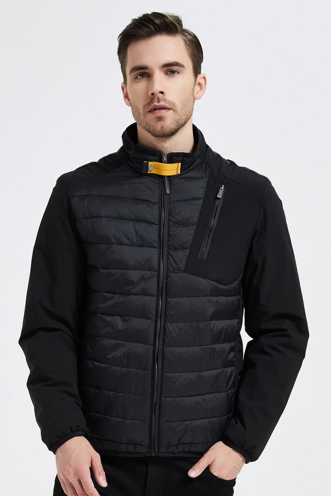 Heren Lichtgewicht Gewatteerde Jas met Borstzak