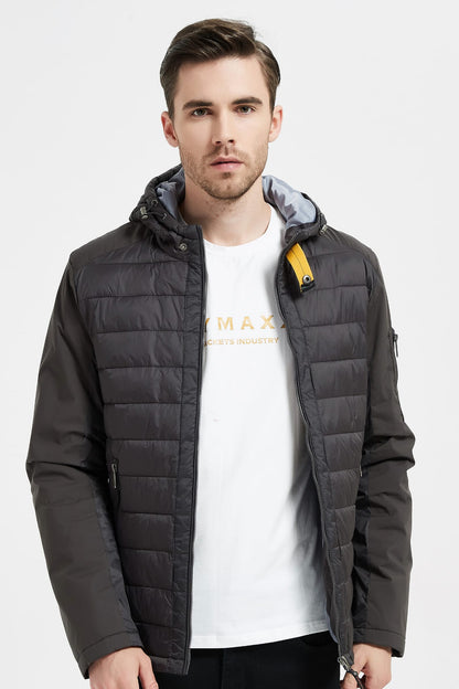 Heren Lichtgewicht Gewatteerde Jas met Borstzak donkergrijs