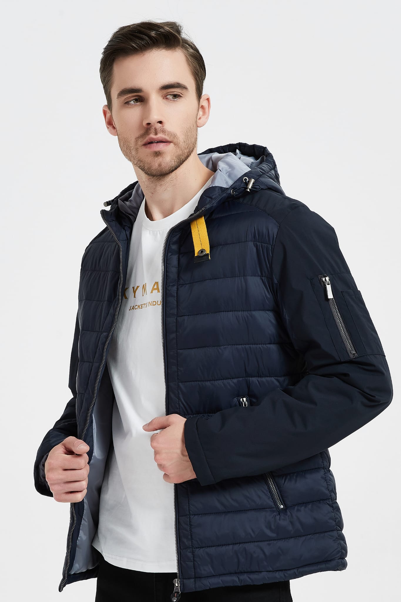 Heren Lichtgewicht Gewatteerde Jas met Borstzak