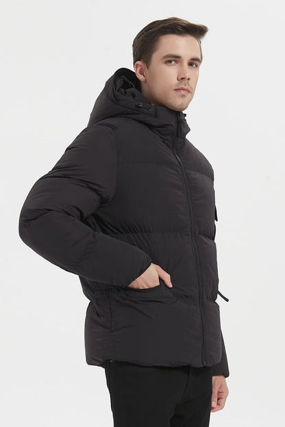 Heren Pufferjas met Capuchon en Arm Patch