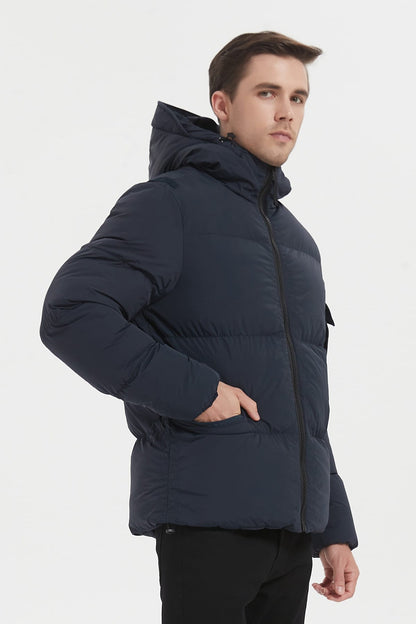 Heren Pufferjas met Capuchon en Arm Patch