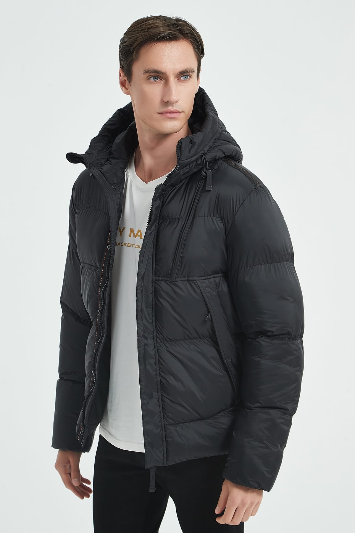 Heren Pufferjas met Capuchon en Borstzak