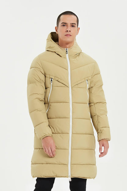 Heren Lange Pufferjas met Capuchon