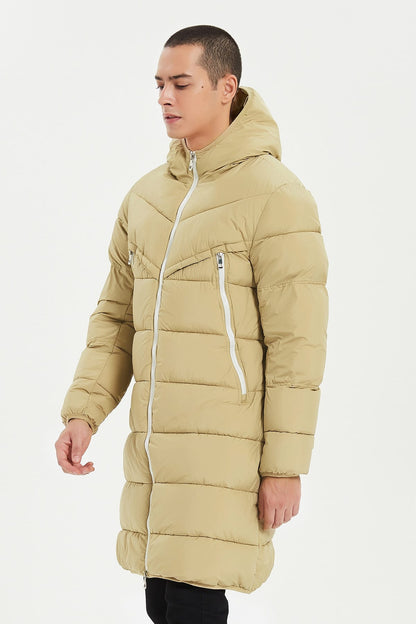 Heren Lange Pufferjas met Capuchon