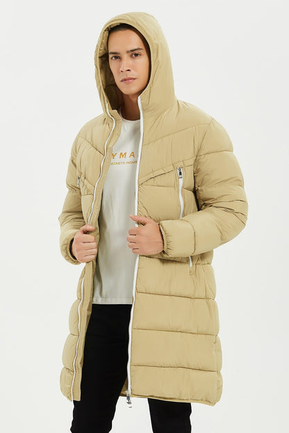 Heren Lange Pufferjas met Capuchon