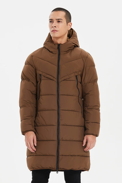 Heren Lange Pufferjas met Capuchon