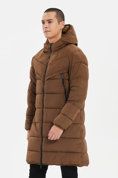 Heren Lange Pufferjas met Capuchon