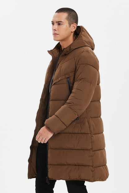 Heren Lange Pufferjas met Capuchon