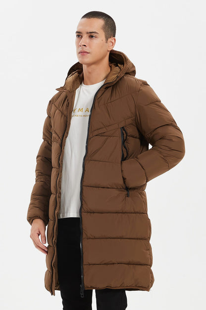 Heren Lange Pufferjas met Capuchon