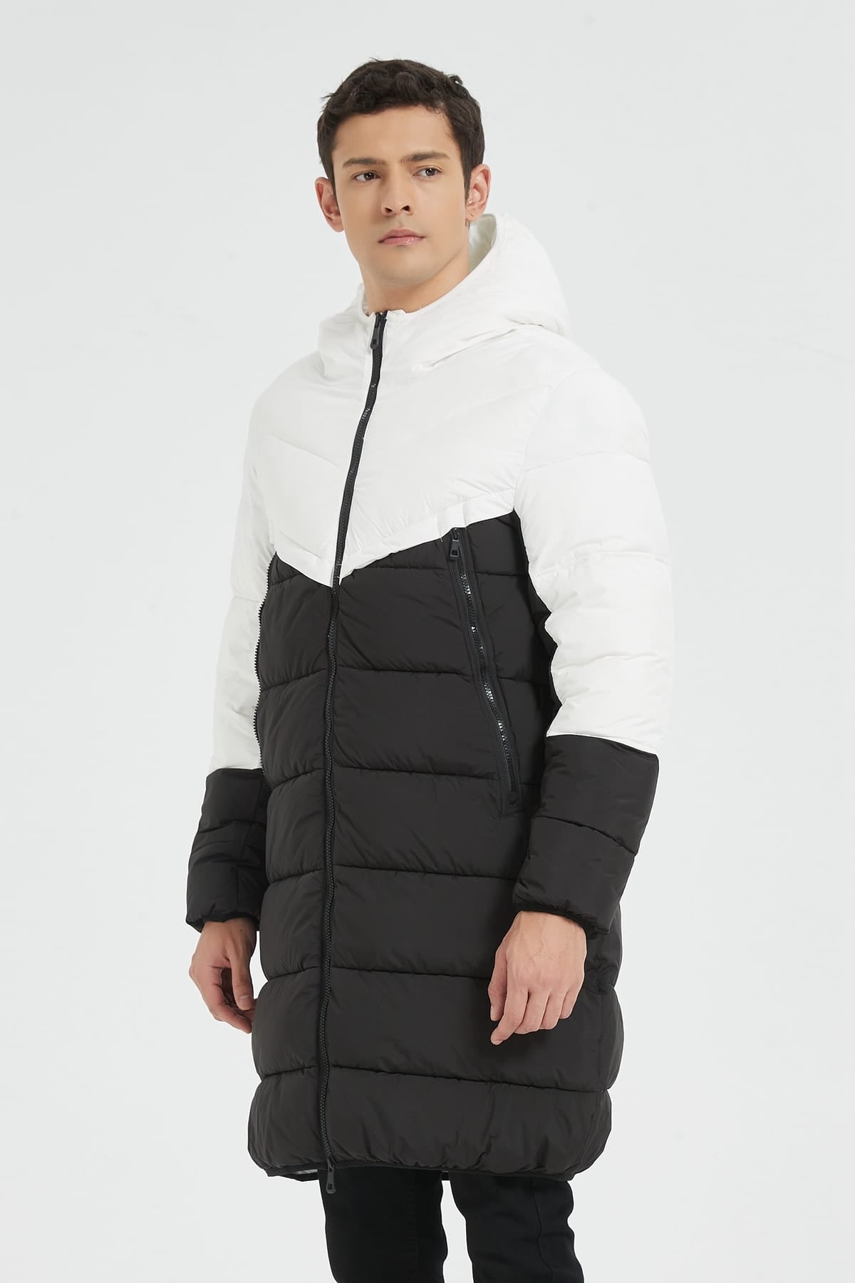 Heren Lange Pufferjas met Capuchon