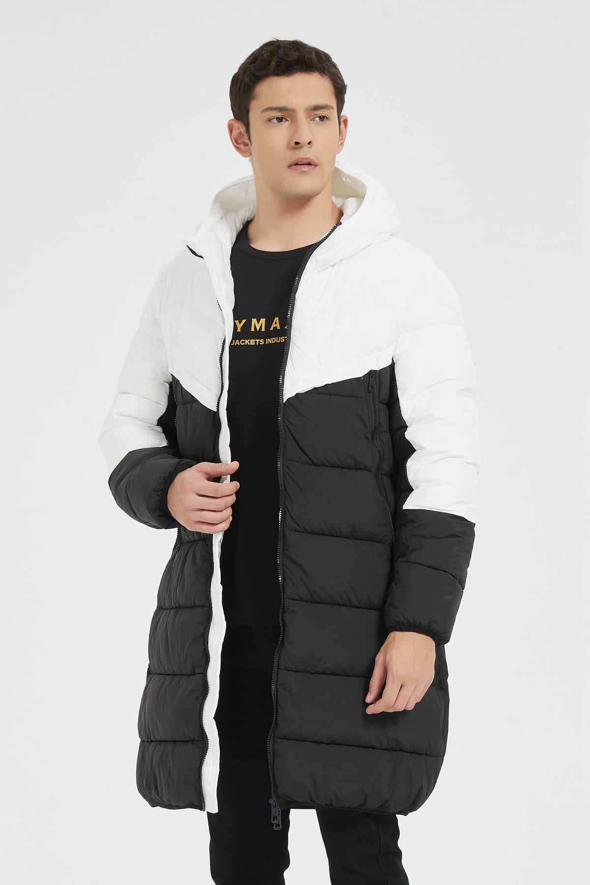 Heren Lange Pufferjas met Capuchon