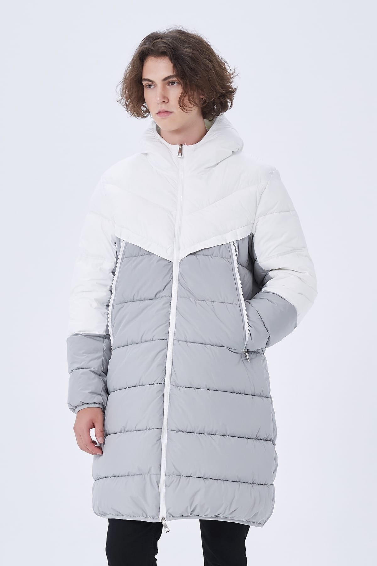 Heren Lange Pufferjas met Capuchon