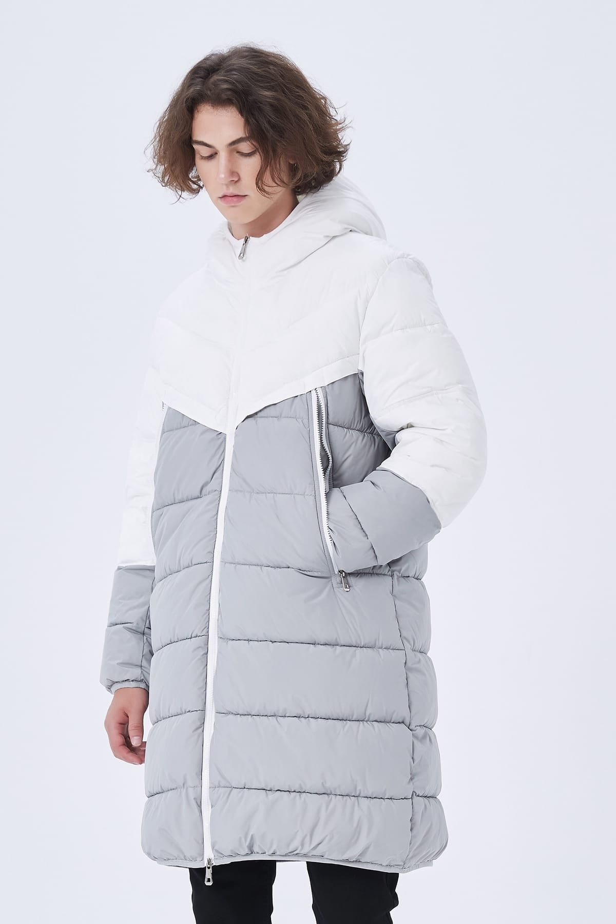 Heren Lange Pufferjas met Capuchon